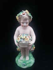 Rare Antique Derby Figure Of A Putto Holding A Basket Of Flowers 1765c