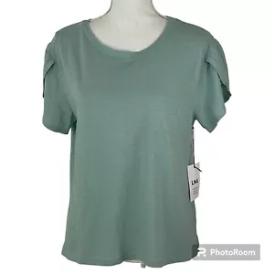 LNA Vylett Tee Top T-Shirt Size L NEW 100% Cotton Short Sleeve Green Blue USA - Picture 1 of 8
