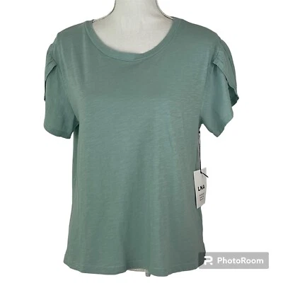 LNA Vylett футболка верхний размер L новый 100% хлопок короткий рукав зеленый синий США - Изображение 1 из 4