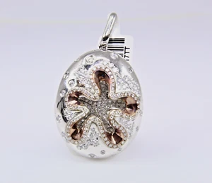 Sand Dollar Natural Diamond 18k White Gold Rose Gold Pendant - Picture 1 of 5