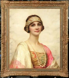 Antiguo maestro-arte pintura al óleo antigua retrato niña dama sobre lienzo 20"x24" - Imagen 1 de 2