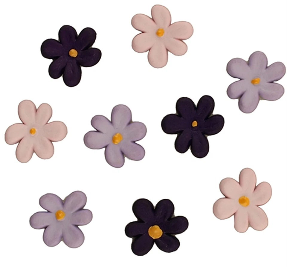 VIOLETS BUTTONS Purple Lavender Spring Flowers Scrapbooking Sewing Card Making - Image 1 of 1