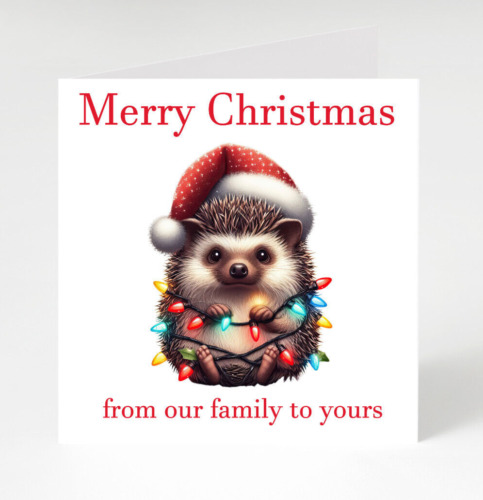 Personalised  Christmas  Card, Pack of 6 Christmas Hedgehog Card, Cute Christmas