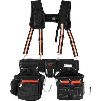 VEVOR Tool Belt with Suspenders Adjustable Carpenter Tool Pouch 1680D Polyester