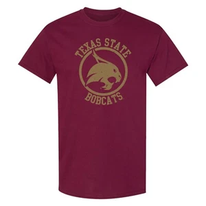 Texas State Bobcats Distressed Circle Logo T-Shirt - Maroon - Picture 1 of 6