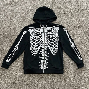 Spencer's Skelett Hoodie Herren Medium Knochen Grafik schwarz Halloween Fleece - Bild 1 von 7