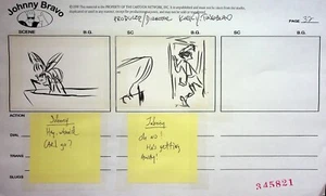 Johnny Bravo KIRK TINGBLAD SIGNED Hand Drawn Production Storyboard Page 1997 #KT - Picture 1 of 2