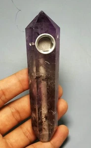 Natural Amethyst  Quartz Crystal Wand Pipe - Picture 1 of 12