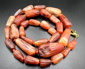 Cadena de cuentas antiguas cornalina joyería tradicional Tíbet Dzi Nepal africano del Himalaya - Imagen 1 de 12