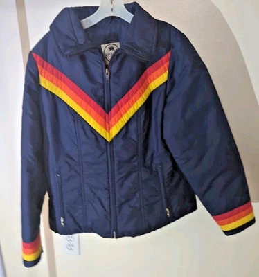 Chaqueta de esquí vintage Black Bear Seattle para hombre/unisex años 70 nailon arco iris Foto 1 de 4