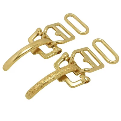 Retro Style Solid Brass Littleton Cavalry Belt Buckle Connector Flower Pattern - Image 1 of 4