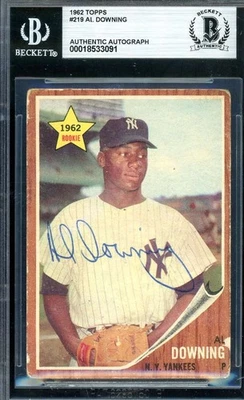 Al Downing Beckett BAS Signed 1962 Topps Rookie Autograph Yankees - Image 1 of 2