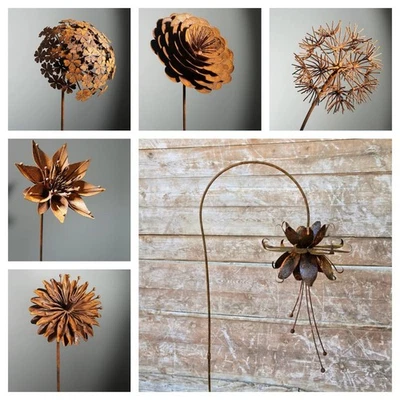Rusty metal flower stake, garden gift - Set of 6 flowers - Image 1 of 4