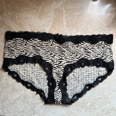 Ambrielle Black & Cream Zebra Animal Print Panty Brief 2X XXL NWOT - Image 1 of 2