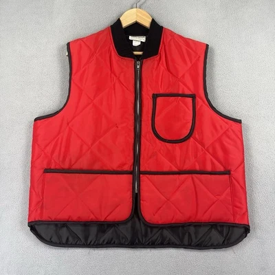 Vintage WearGuard Vest Men XXL Red Quilted Workwear Full Zip Pockets Made In USA - Image 1 of 4