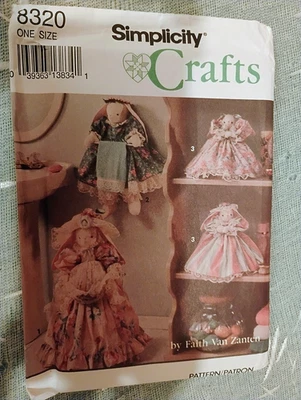 Unused pattern vintage 1993 Bunny bathroom decor: towel holder, plunger cover - Image 1 of 2