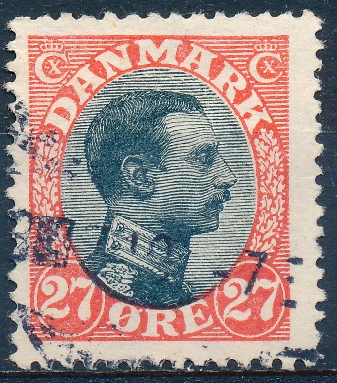 Denmark Scott 110/AFA 102, 27ø red & black Chr X, F-VF Used - Image 1 of 1