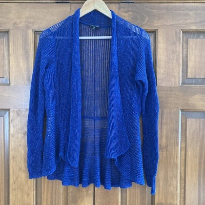 Cárdigan para mujer Eileen Fisher talla pequeña frente abierto tejido mezcla de lino azul cobalto Foto 1 de 4