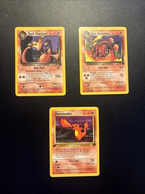 Charmander 1st Ed (NM) Dark Charmeleon (MP) & Dark Charizard (LP) (Team Rocket) - Image 1 of 4