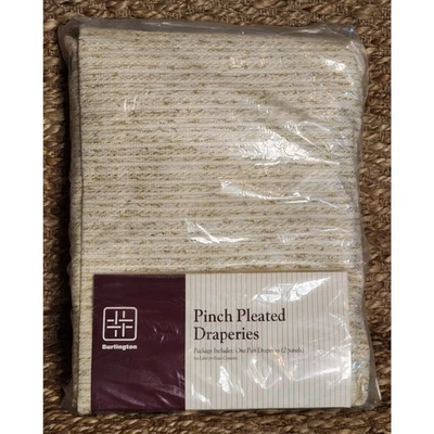 Cortinas plisadas Barkcloth Burlington pellizco arena del desierto nuevo sellado Foto 1 de 4