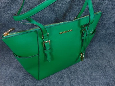 Bolso de Mano Michael Kors Charlotte Grande para Mujer Cartera de Cuero Saffiano Verde Palmetto Foto 1 de 4