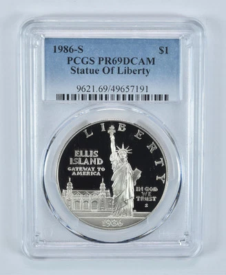 1986-S Statue Of Liberty Commemorative Dollar PR69 DCAM PCGS Blue Label - Image 1 of 4