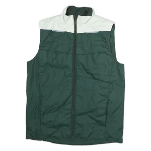 BROOKS Mens Green & White Sleeveless Polyester Zip-Up Jacket L Outdoor - Picture 1 of 6