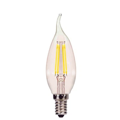 Satco 4w CA11 Flame LED Filament E12 Candelabra base 350Lm 2700K Dimmable Bulb - Image 1 of 2