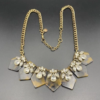 Collar J Crew Tortuga Acrílico Cristal Transparente Elegante Cadena Distintivo MIRAR Foto 1 de 4