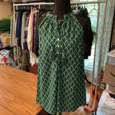 Top Mud Pie para mujer mediano sin mangas estampado de borlas Teagan ligero verde/azul Foto 1 de 4