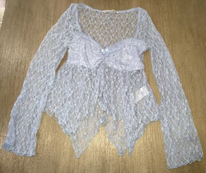 jkuniors TRANSPARENTES WEICHES BLAUES SPITZEN LANGARM OBERTEIL kleiner Kimchi blau BH gefüttert schön! - Bild 1 von 1