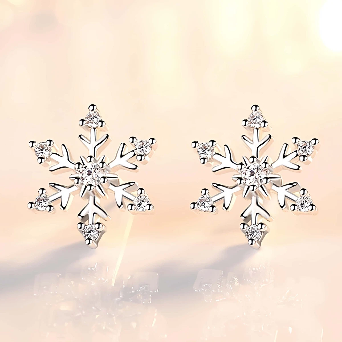 Christmas Snowflake Earrings For Women – Crystal Drop Dangle Earrings, Winter Holiday Party Jewelry, Stocking Stuffer Gift - View #4