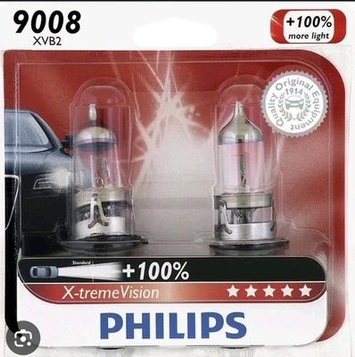 2x Philips-XVB2 9008 H13 X-tremeVision Upgrade Headlight 100% More Light (JS27) - Image 1 of 3