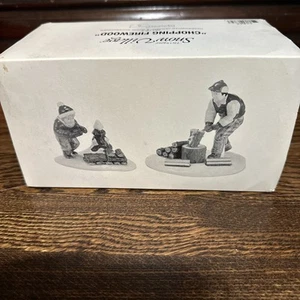 DEPT 56 SNOW VILLAGE CHOPPING FIREWOOD 54863 Christmas Man Boy - Picture 1 of 5