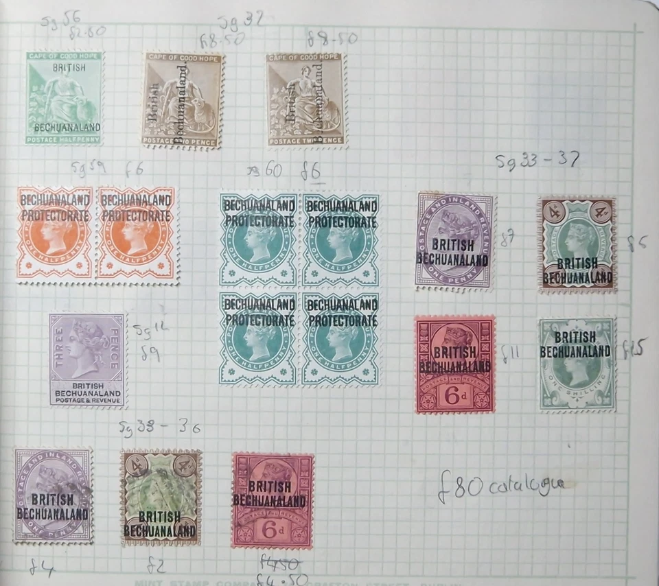 BRITISH BECHUANALAND QV Colección en Página - Ligeramente Montado Como Nuevo Y Usado  Foto 1 de 1