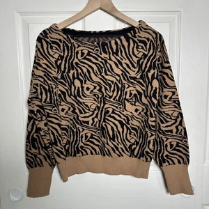Maglione collo barca Maeve Anthropologie a righe tigre donna piccolo - Foto 1 di 9