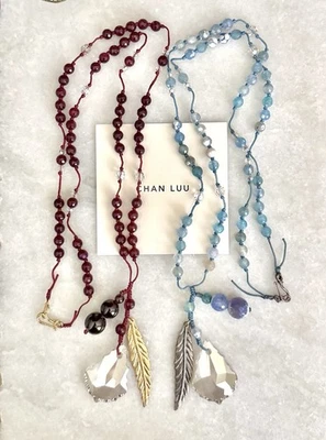 NWT $295 Chan Luu Garnet/Crystal Mix GP Sterling Leaf Pendant Necklace ~ Boho!🌺 - Image 1 of 4