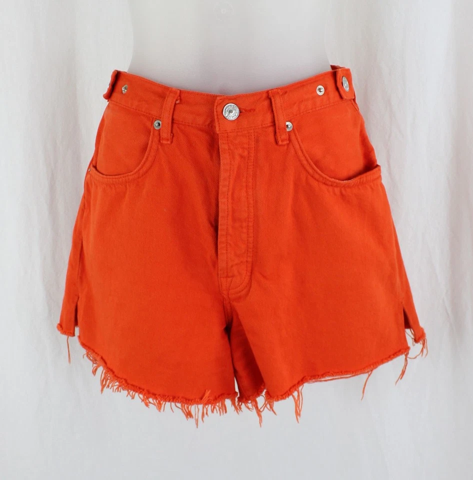 Pantalones Cortos Para Mujer 7 For All Mankind Naranja Algodón Envejecido Fácil Rubí Talla 29 Foto 1 de 4