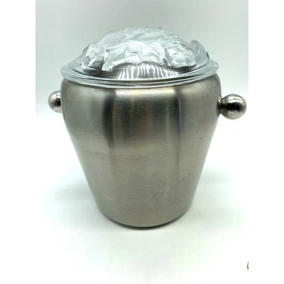 Único cubo de hielo de acero inoxidable de mediados de siglo tarro de galletas cristal floral tapa 3D Foto 1 de 4