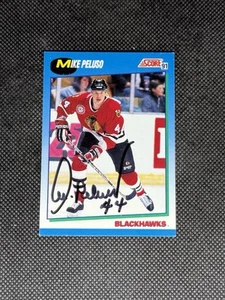 Mike Peluso 1991-92 Score Chicago Blackhawks Signed Auto Card #529 ~ COA - Picture 1 of 3