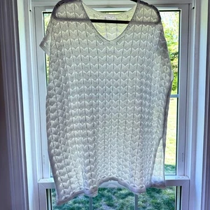 Strickpullover weiß Damen L/XL Häkel Tunika Oberteil - Bild 1 von 6