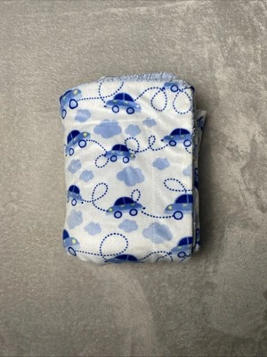 RN 150586 Azul Coches Bebé Manta Blanco Nubes Automóvil Reversible Sherpa Lovey Foto 1 de 3