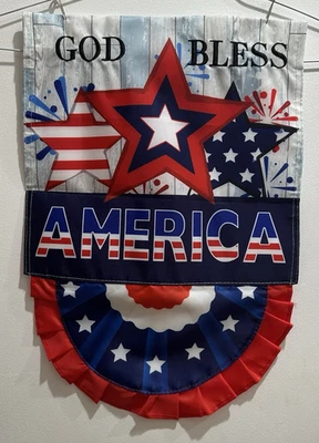Bandera Jardín Patriótico Dios Bendiga América 12 1/2" x 18 1/4" Rojo Blanco Azul Foto 1 de 4