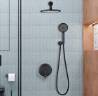 Ssww Rain Shower System With Shower Head And Handheld Wall Bathroom Matte Black