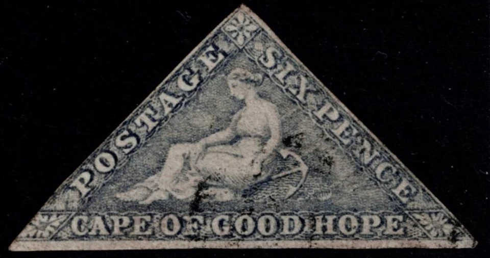 1855 Cabo de Buena Esperanza 6d Pizarra Lila Azulado Papel Escaso SG 7c FU Cat. £500.00 Foto 1 de 1