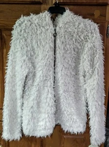 NWT Self Esteem Off-White, Shaggy Fur, Hooded Jacket - Junior Girls Size Large  - Picture 1 of 5