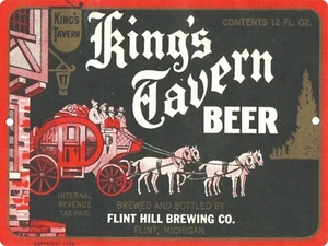 Kings Tavern Beer Sign Metal Reproduction Signs Label Vintage Flint Hill - Picture 1 of 3