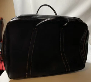BLACK LEATHER BRIEFCASE-COMPUTER BAG-OVER NIGHT-CARRY ON BAG. EUC - Picture 1 of 9