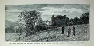 1881 Agitación de tierras en Irlanda Lisselane Clonakility grabado antiguo original - Imagen 1 de 1