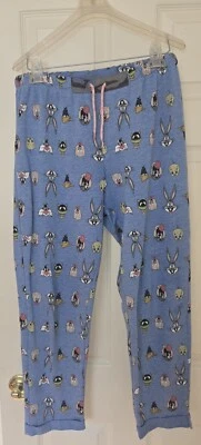 Looney Tunes Blue Bugs Bunny Marvin Pajama Lounge Sleepwear Pants 8-10 MEDIUM - Image 1 of 4